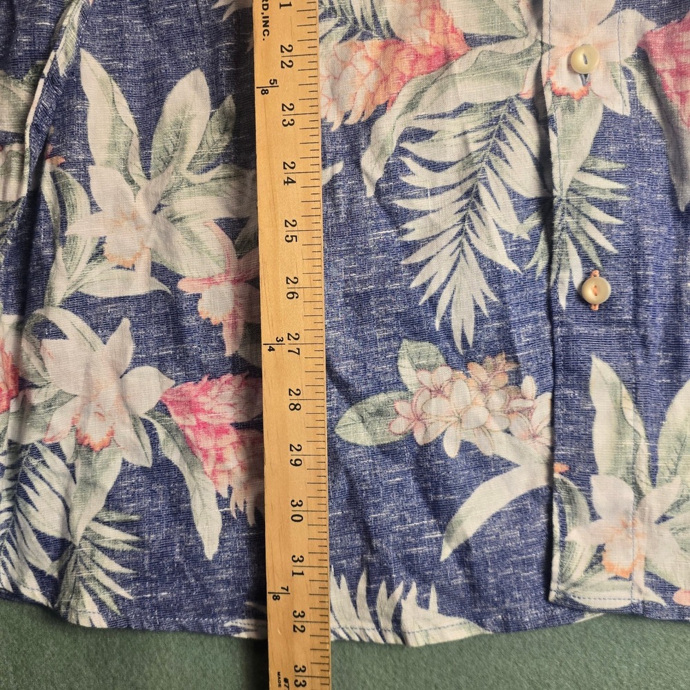Tommy Bahama Barbados Breeze Stretch Linen Floral Shirt Blue Pink Mens 2XLB - Picture 6 of 16